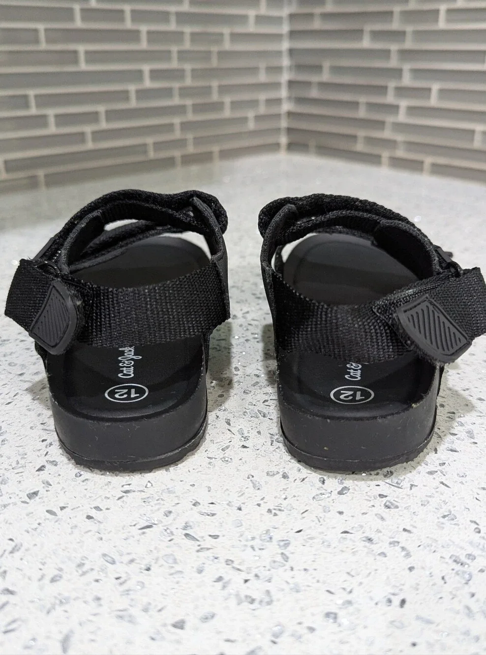 Cat & Jack Kids Black Casual Adjustable Velcro Sandal Toddler Little Boy Size 12